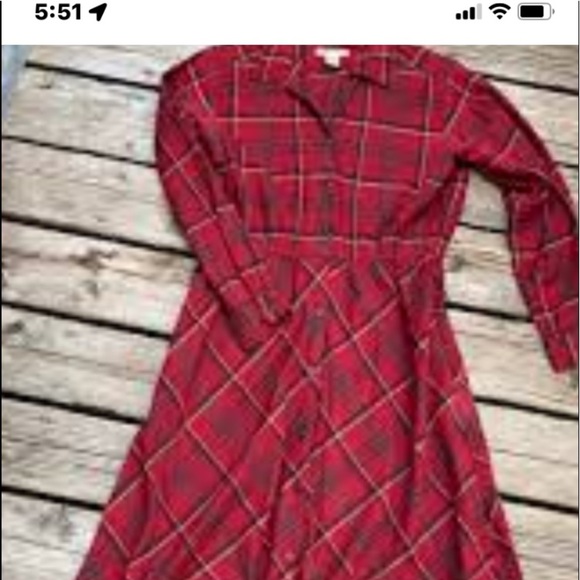Eddie beuer plaid  cotton blend midi dress button front long sleeves holiday - Picture 6 of 15